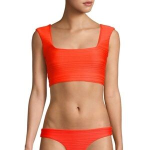 Mara Hoffman Raina Textured Bikini Top in Red Size 2X NEW